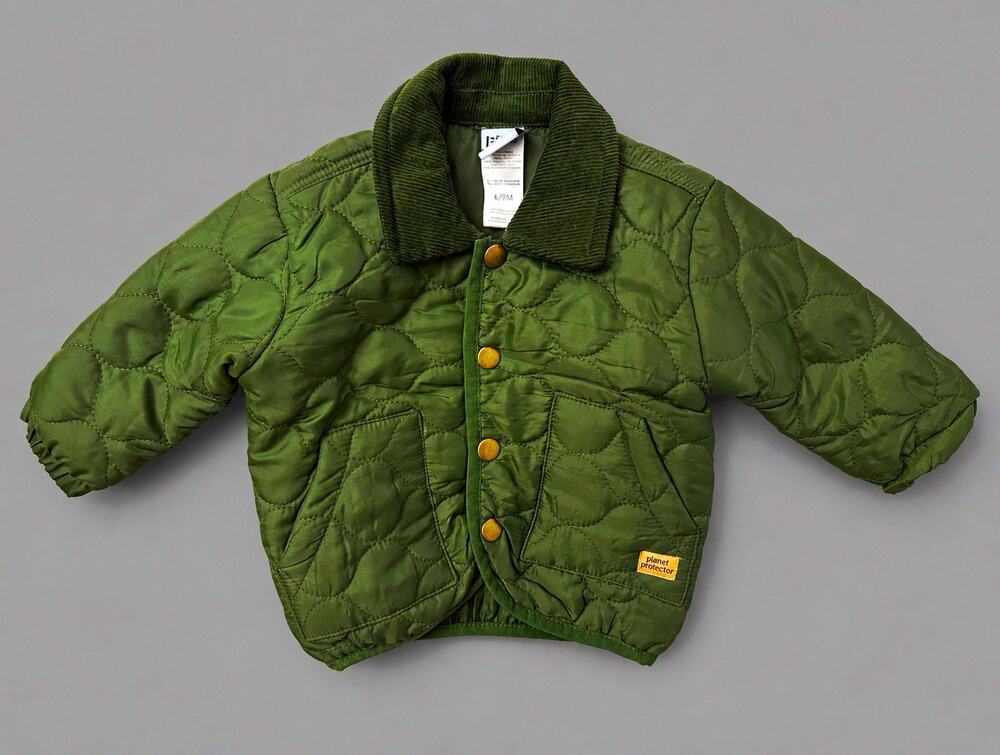 Little LAD Boys Quilted Jacket Green 6-9 Months Corduroy Collar Lined